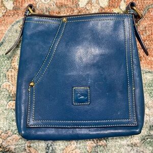 Dooney & Bourke Dark Blue Leather with Yellow Stitching